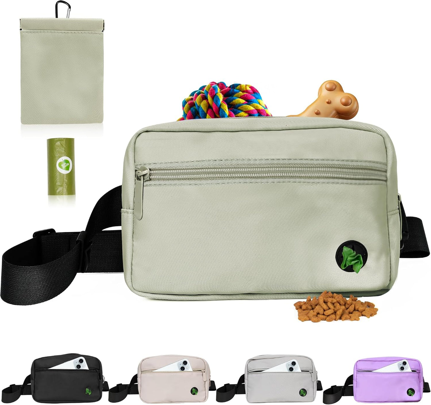 Puppy Dog Treat Pouches for Pet Training Treat Bag, Dog Walking Fanny Pack with Carabiner, Built-in Poop Bag Dispenser & Reuse Dog Poop Holder, Puppy Pet Treat Waist Belt (Black) - Image 10