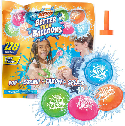 NERF Better Than Balloons water toy pack front view showing colorful sheets.