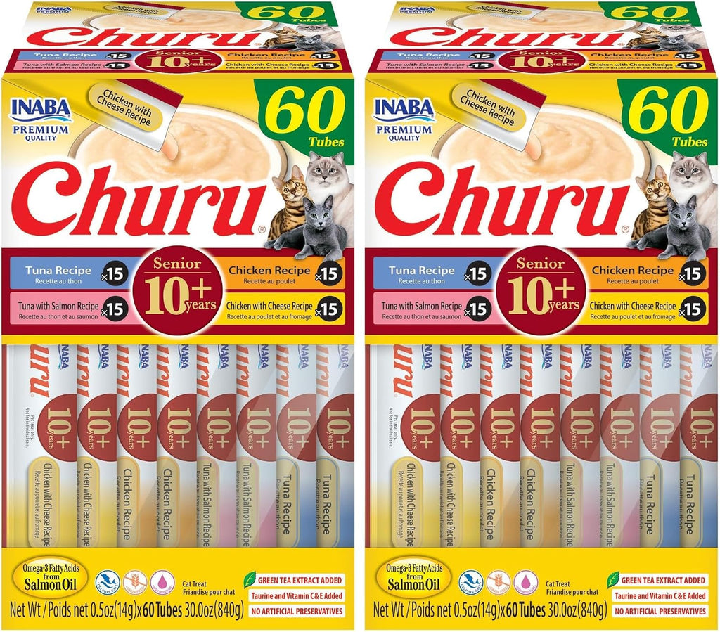 INABA Churu for Senior 10+, Creamy Lickable Cat Treats with Taurine, Vitamin E & C, 0.5 Ounces Each, 20 Tubes, Chicken Variety - Image 15