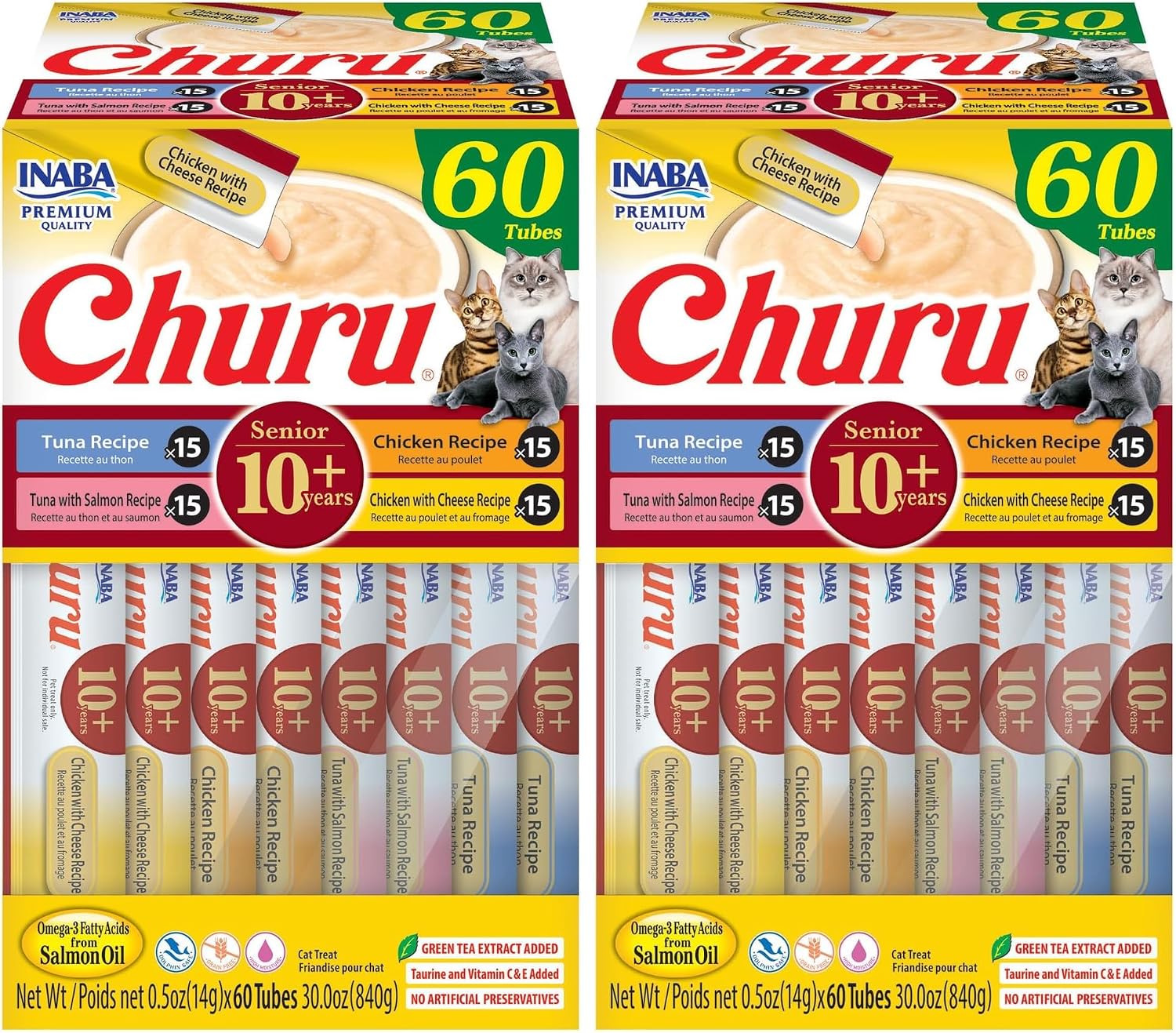 INABA Churu for Senior 10+, Creamy Lickable Cat Treats with Taurine, Vitamin E & C, 0.5 Ounces Each, 20 Tubes, Chicken Variety - Image 15