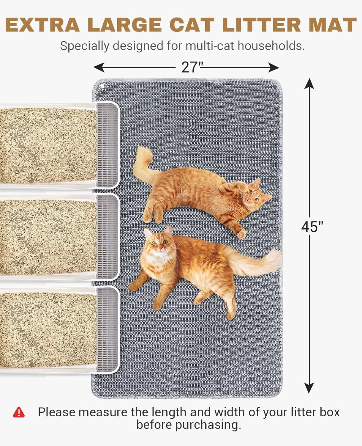 Fostanfly grey double layer litter mat with honeycomb pattern closeup