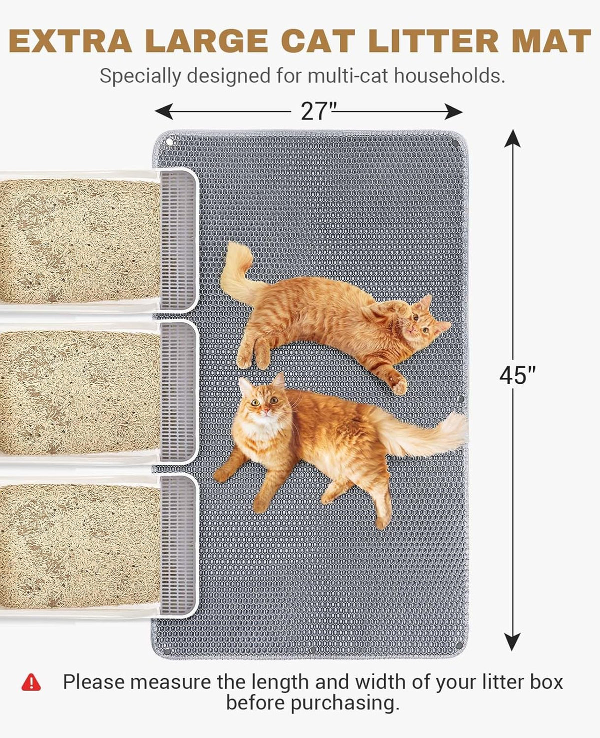 Fostanfly grey double layer litter mat with honeycomb pattern closeup