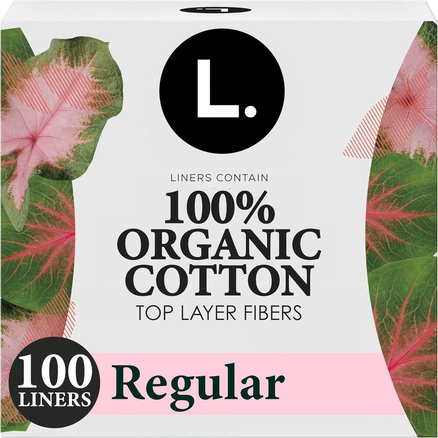 L. Ultra Thin Liners 100 count front package view for organic period care.