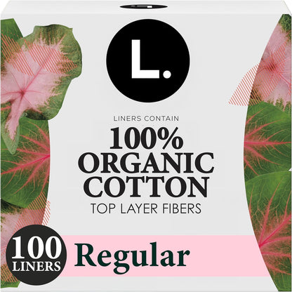 L. Ultra Thin Liners 100 count front package view for organic period care.