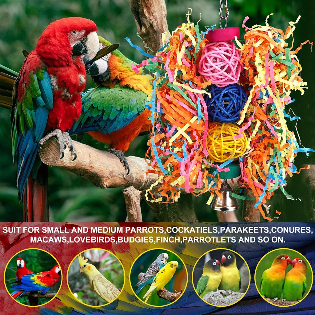 Bird Toys Rope Perch with Bell Colorful Bird Chewing Shredding Foraging Toys Parrot Swing Climbing Standing Hanging Toys Cage Accessories for Conure Cockatiel Budgies Lovebird - Image 4