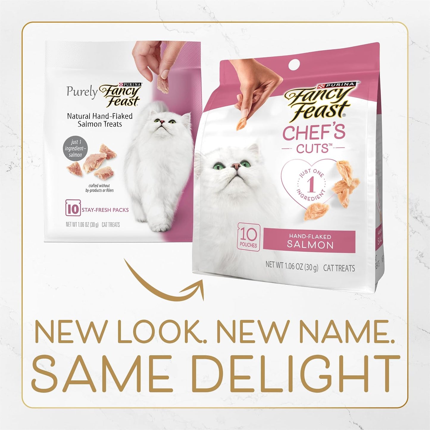 Purina single ingredient salmon cat treats individual portion packaging