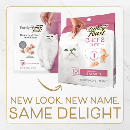 Purina single ingredient salmon cat treats individual portion packaging