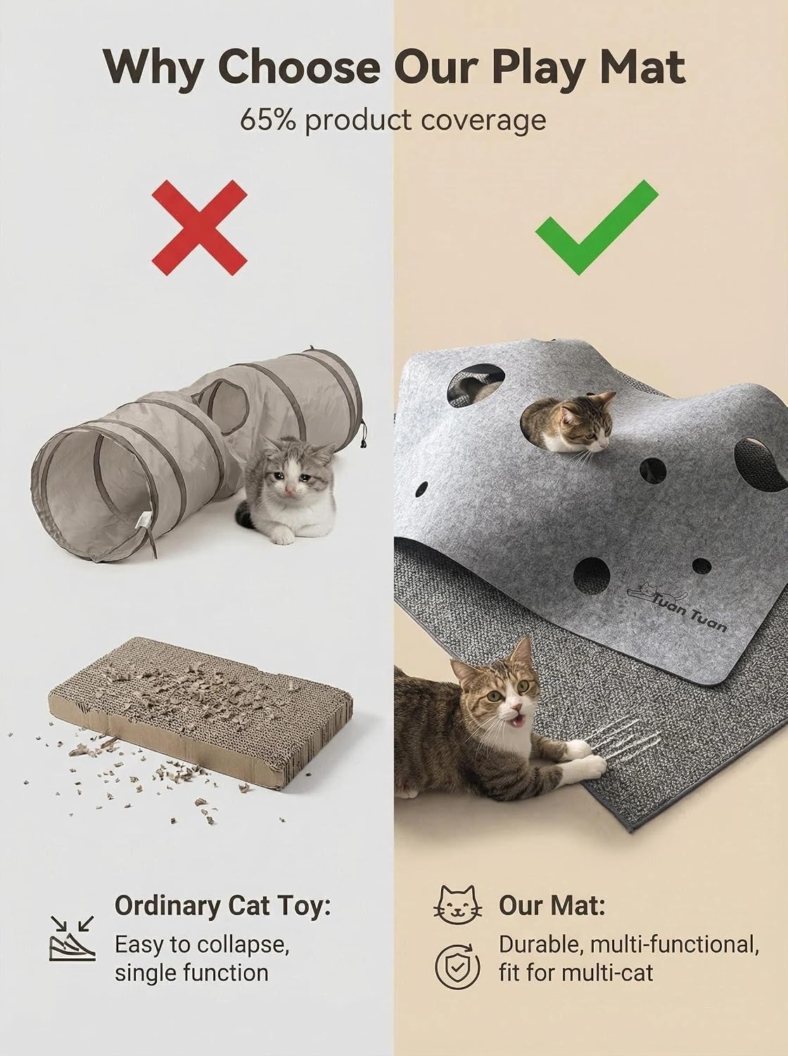 Vishod premium cat activity center folded completely flat for simple travel storage.