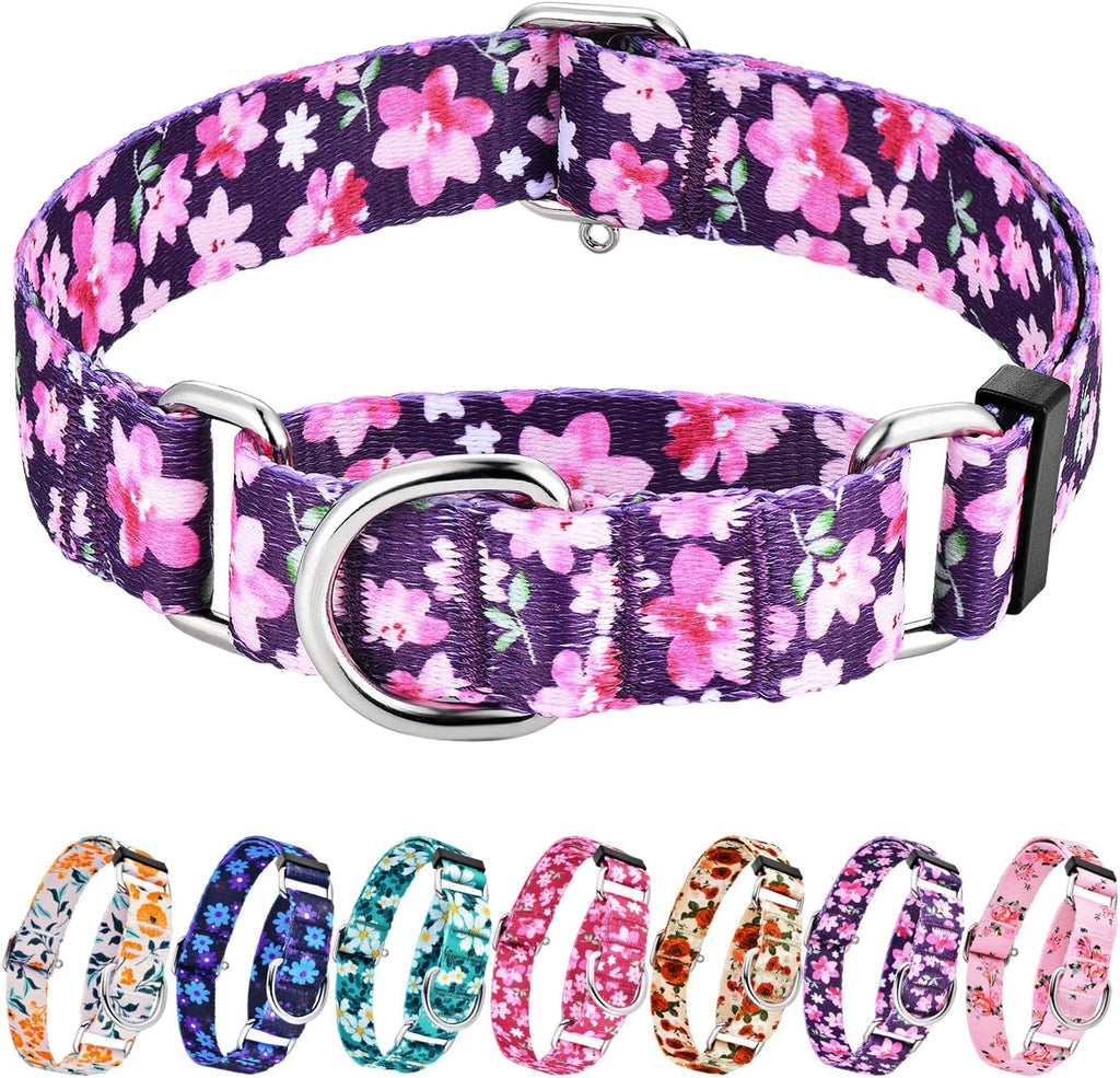 Hikiko Martingale Collar for Dogs with No Buckle Floral Daisy Dog Collars Soft Nylon No Pull Dog Collar for Large Dogs,Green Flower,L - Image 13