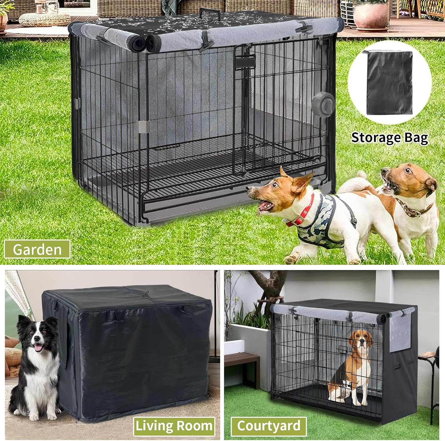 All weather weather resistant dog kennel canopy with top handle opening