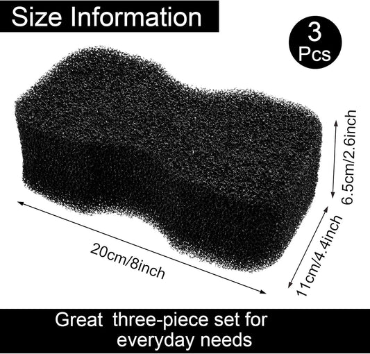 Eaasty 3 Pcs Horse Groomer Sponge Scrubber Massager Horse Grooming Brush Kit Supplies Large Soft Care for Cleaning Washing Bathing, Black, 4.33 x 7.87 x 2.56 Inch - Image 2