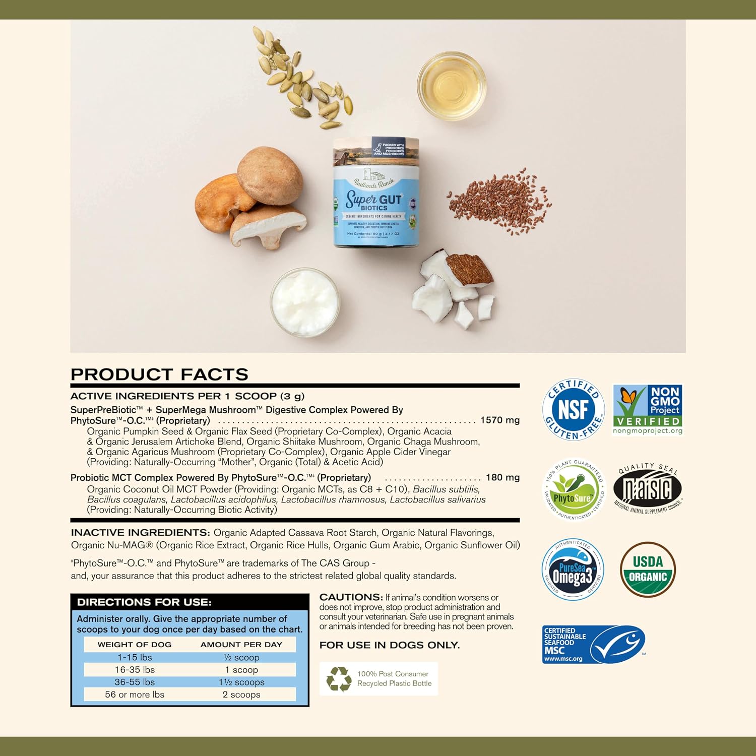 Badlands Ranch Super Gut Biotics label showing ingredients