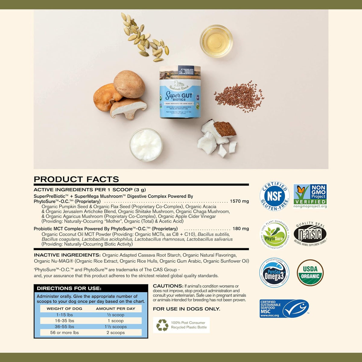 Badlands Ranch Super Gut Biotics label showing ingredients