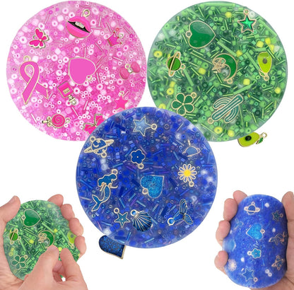 Fabrisse 3 Piece Picky Fidget Pad front view showing three colorful silicone sensory toys in a clear box.