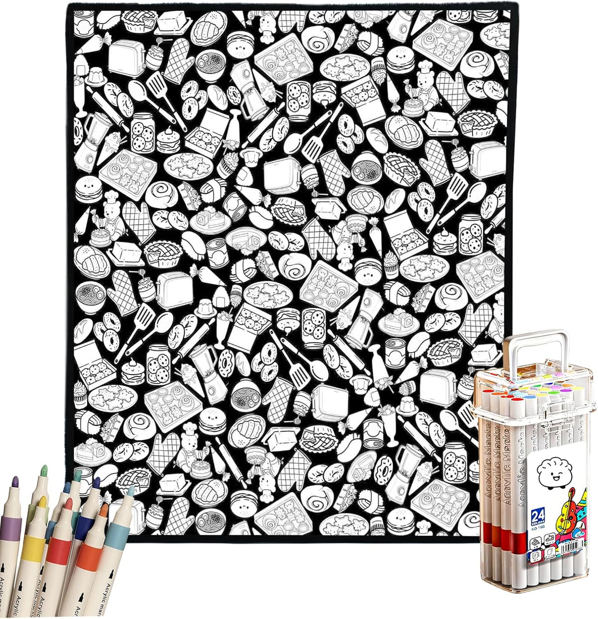 DIY Coloring Blanket for Adults, Color Your Own Velvet Blanket with 24 Washable Markers, Soft Cozy Coloring Kit for Home Decor & Daily Use, Unique Birthday Gift (Cats & Dogs) - Image 15