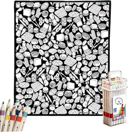 DIY Coloring Blanket for Adults - Color Your Own Blanket with 24 Markers, Washable Cozy Velvet Kit for Everyday Use & Home Decor that Adds a Unique Touch, Perfect for Birthday (Cats & Dogs) - Image 15