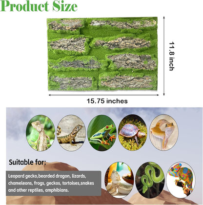 Leopard gecko climbing on a realistic moss background reptile tank accessory