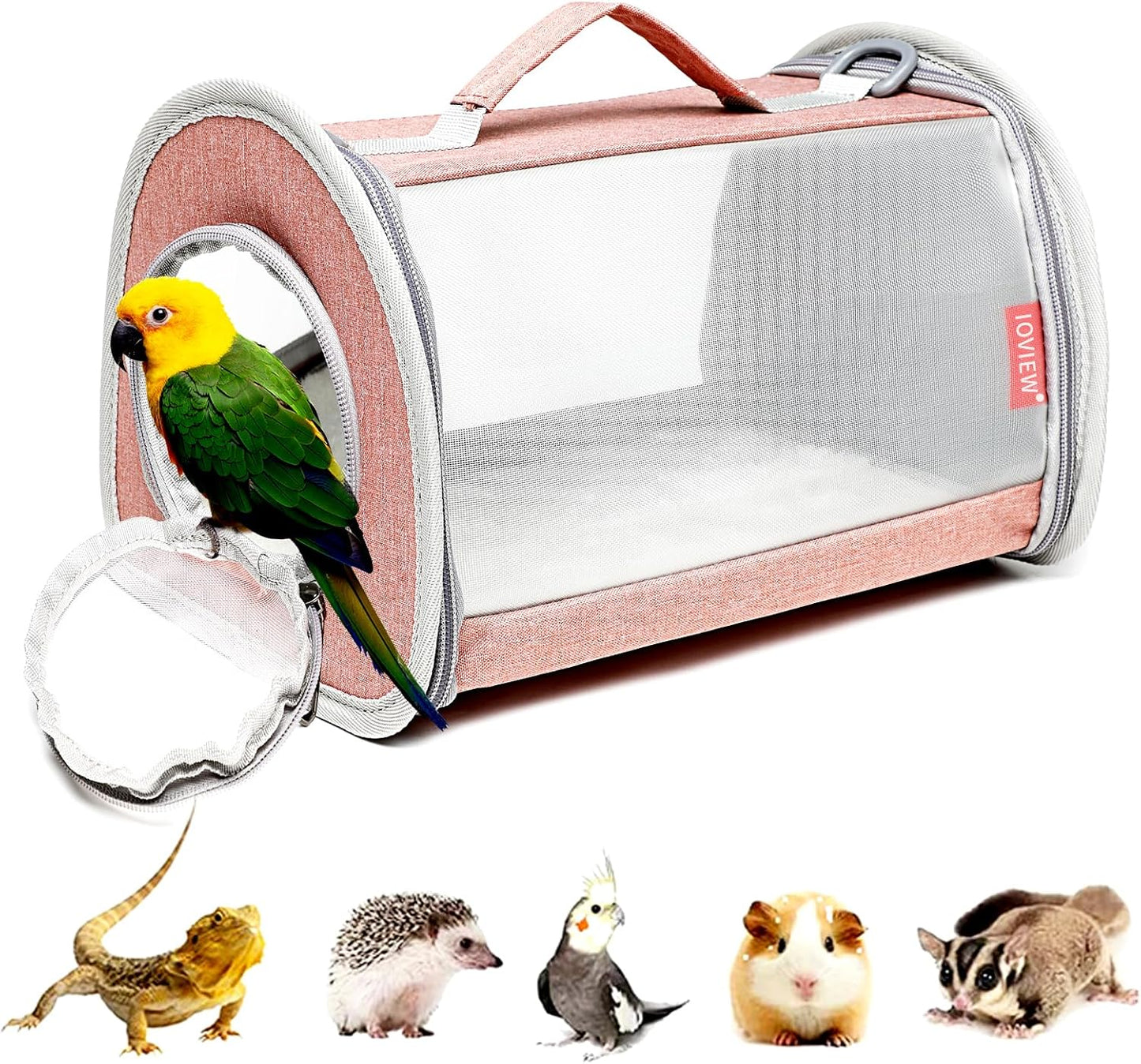 Guinea Pig Carrier Travel Small Animal Carrier Bag Lizard Bird Rabbit Carrier Cage Squirrel Breathable Bag Portable Travel Hamster Small Pet Hangbag (Small, Gray) - Image 8