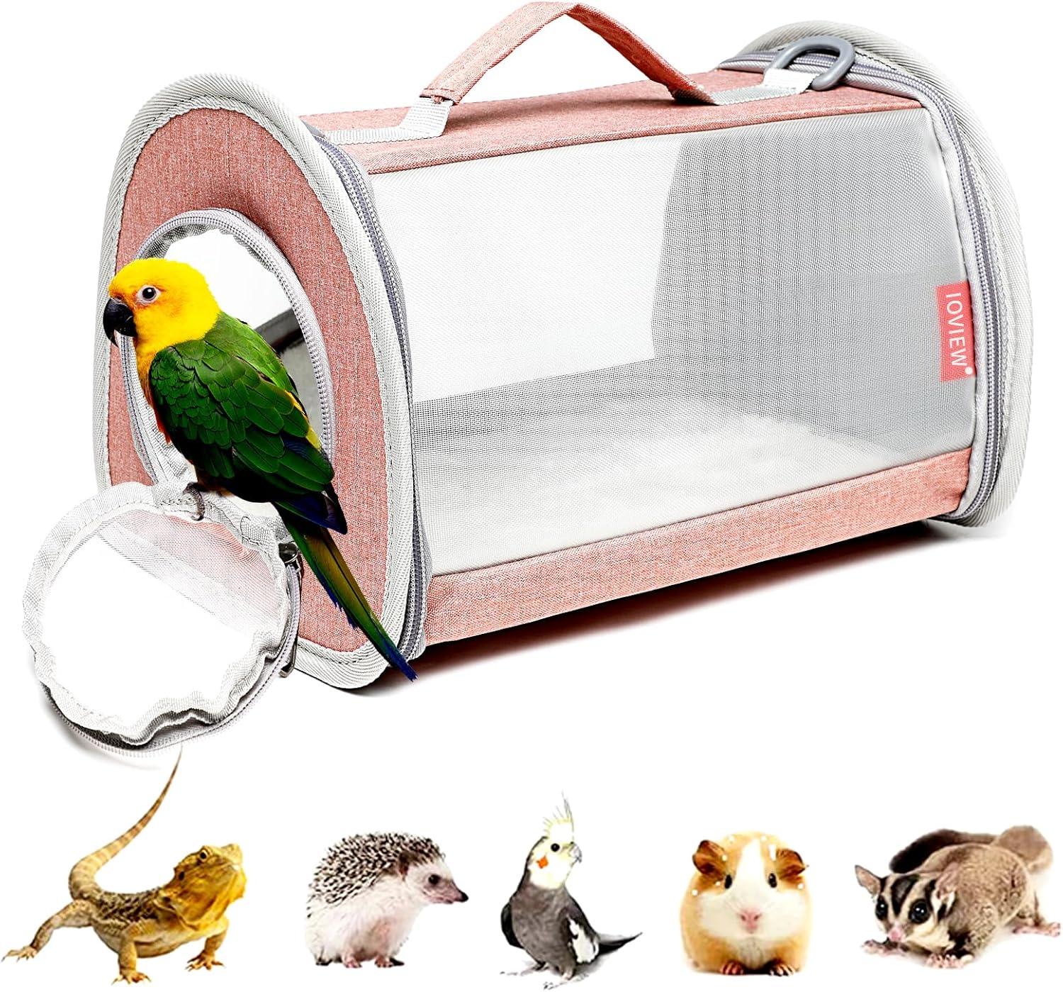 Guinea Pig Carrier Travel Small Animal Carrier Bag Lizard Bird Rabbit Carrier Cage Squirrel Breathable Bag Portable Travel Hamster Small Pet Hangbag (Small, Gray) - Image 8