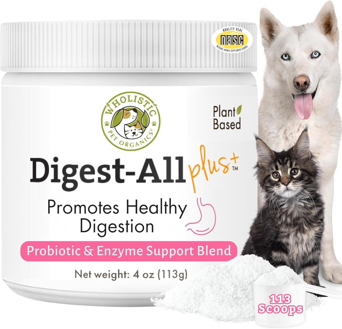 Wholistic Pet Organics Daily Cat & Dog Probiotics for Digestive Health, Anti Diarrhea & Gut Support - Probiotics for Dogs with Digestive Enzymes & Prebiotic Fiber - Cat Probiotic - 2 Oz - 57 Scoops - Image 10