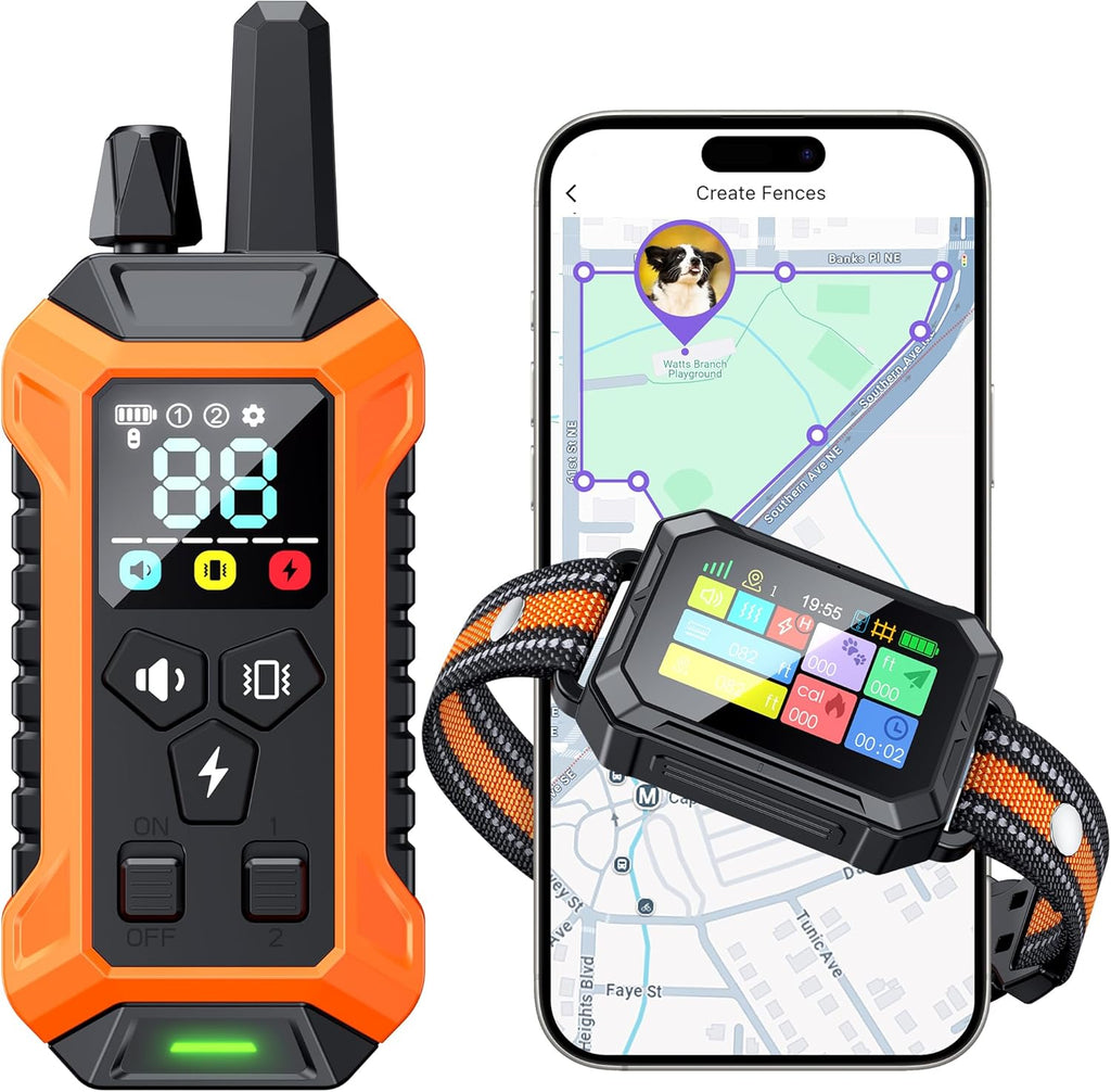 Meowant GPS wireless dog fence system collar front view.