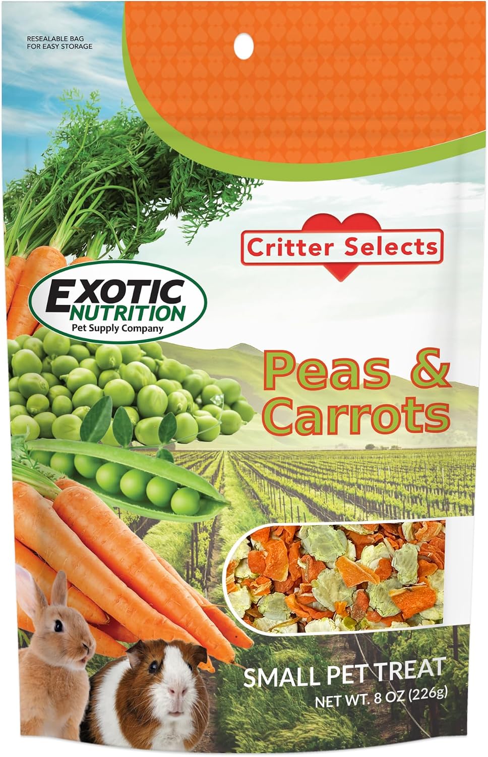 Exotic Nutrition Peas and Carrots small pet treat front packaging view