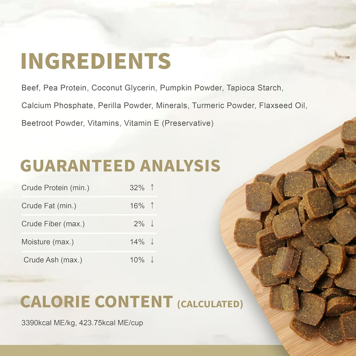 Herz air dried premium dog nutrition informational back view label
