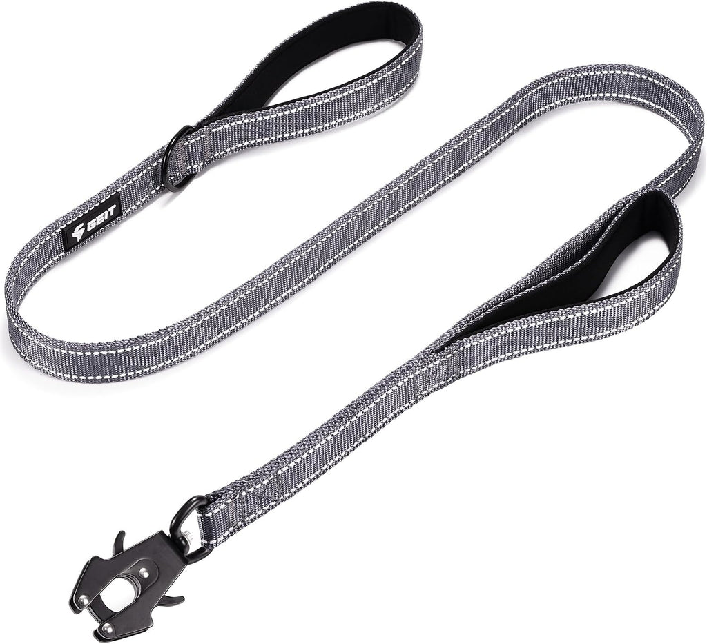 GEIT 4/5/6FT Heavy Duty Dog Leash with 2 Comfortable Padded Handles, Reflective Rope Leashes with Quick Release/Locking Tactical Frog Clip for Small Medium and Large Dogs, Black - Image 10