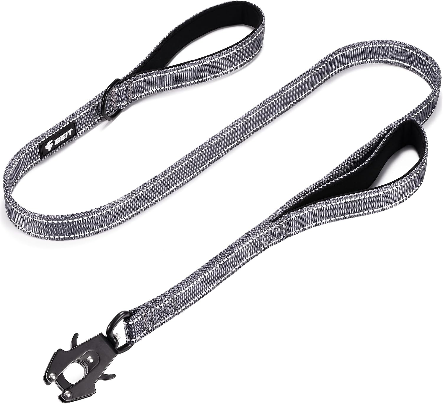 GEIT 4/5/6FT Heavy Duty Dog Leash with 2 Comfortable Padded Handles, Reflective Rope Leashes with Quick Release/Locking Tactical Frog Clip for Small Medium and Large Dogs, Black - Image 10