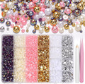 Tatiwoo 9000 pieces flatback pearls crafting kit front view showing full box packaging