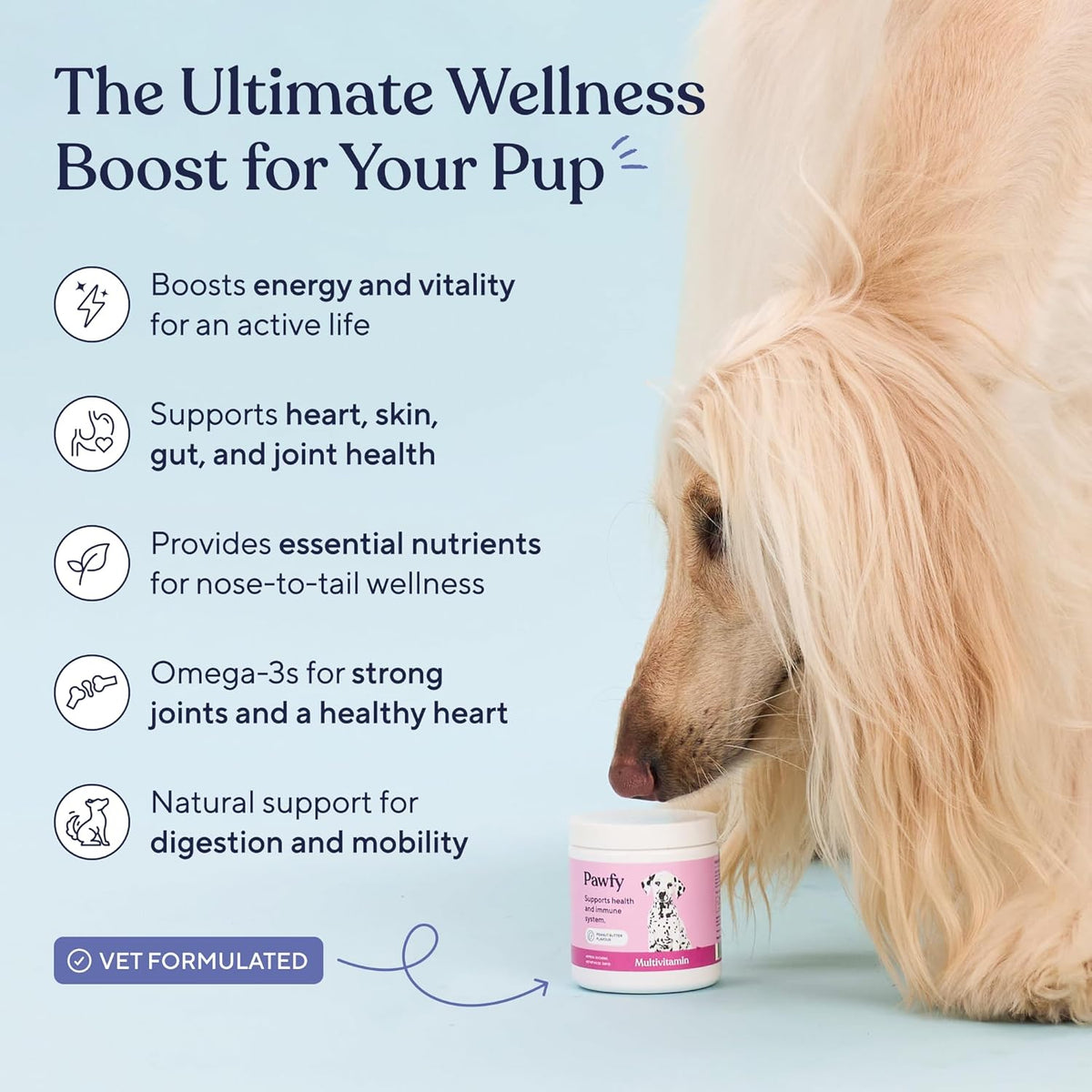 Pawfy peanut butter flavored dog vitamin soft chews
