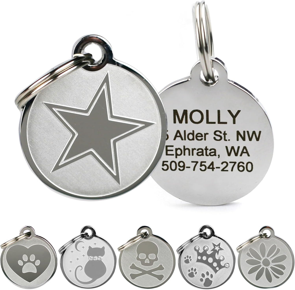 GoTags Stainless Steel Cat ID Tags, Available in Mouse and Cat Shapes, Includes up to 4 Lines of Custom Engraved Personalized Text - Image 13