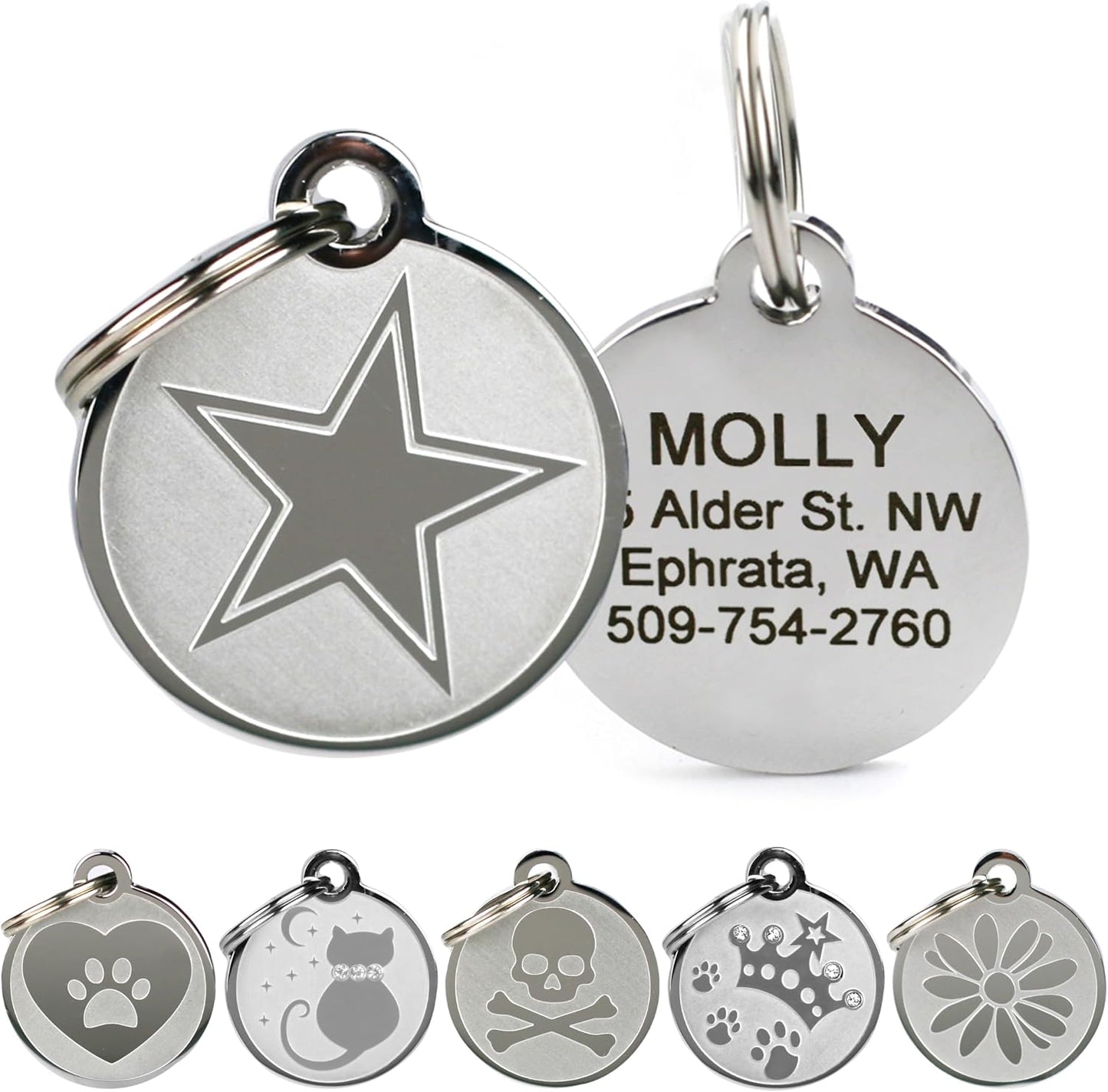 GoTags Stainless Steel Cat ID Tags, Available in Mouse and Cat Shapes, Includes up to 4 Lines of Custom Engraved Personalized Text - Image 13
