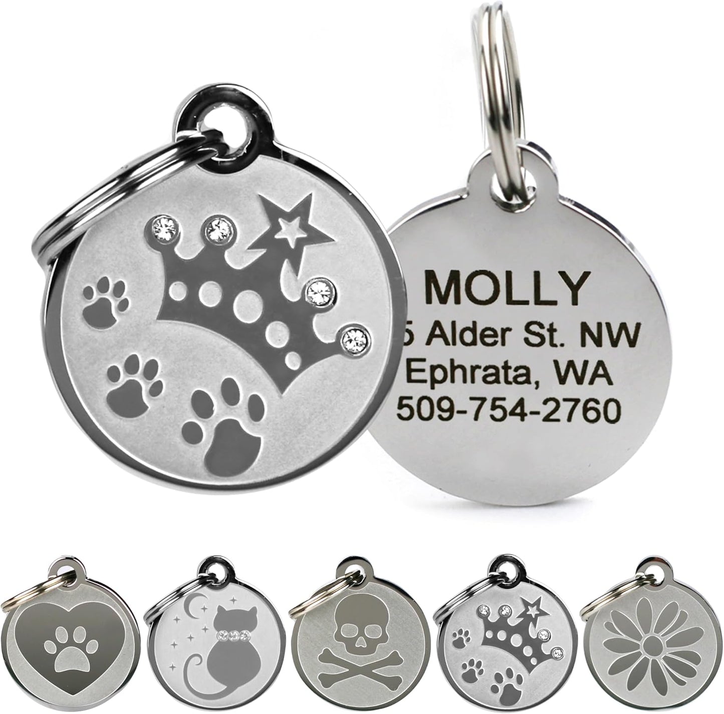 GoTags Stainless Steel Cat ID Tags, Available in Mouse and Cat Shapes, Includes up to 4 Lines of Custom Engraved Personalized Text - Image 15