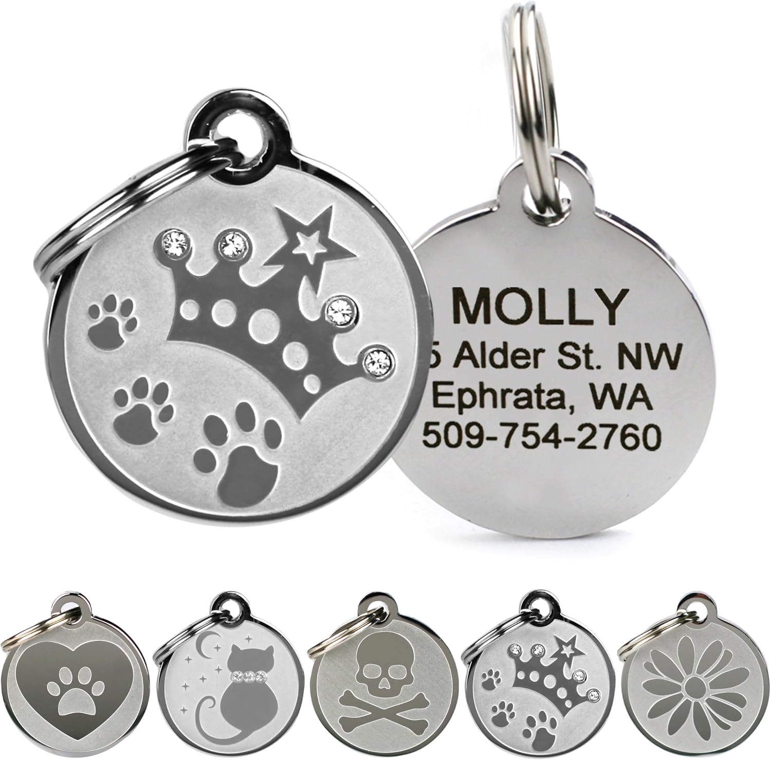 GoTags Stainless Steel Cat ID Tags, Available in Mouse and Cat Shapes, Includes up to 4 Lines of Custom Engraved Personalized Text - Image 15