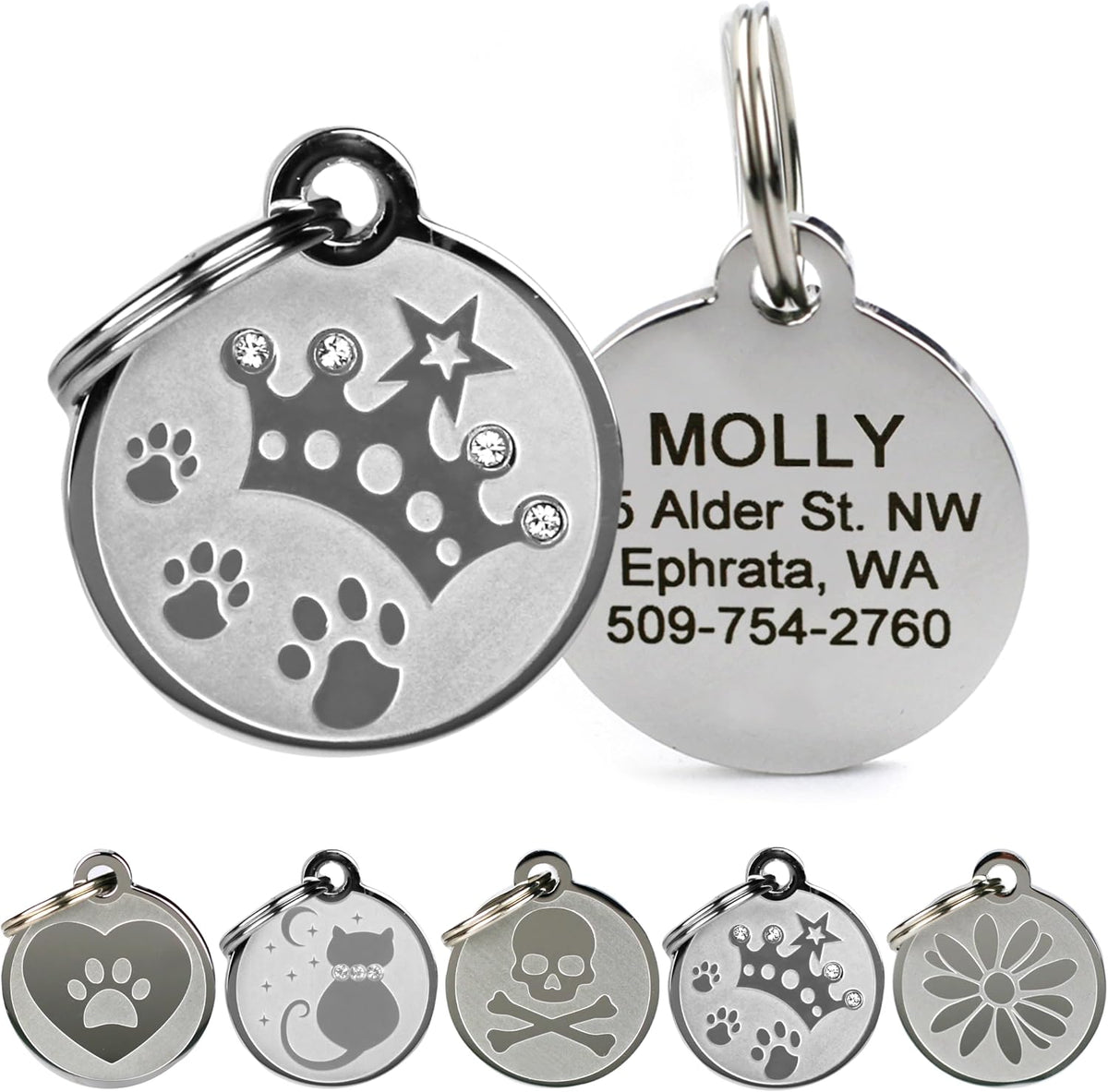 GoTags Stainless Steel Cat ID Tags, Available in Mouse and Cat Shapes, Includes up to 4 Lines of Custom Engraved Personalized Text - Image 15