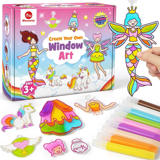 Mocoosy Princess Window Art Kit packaging front view showing colorful suncatchers