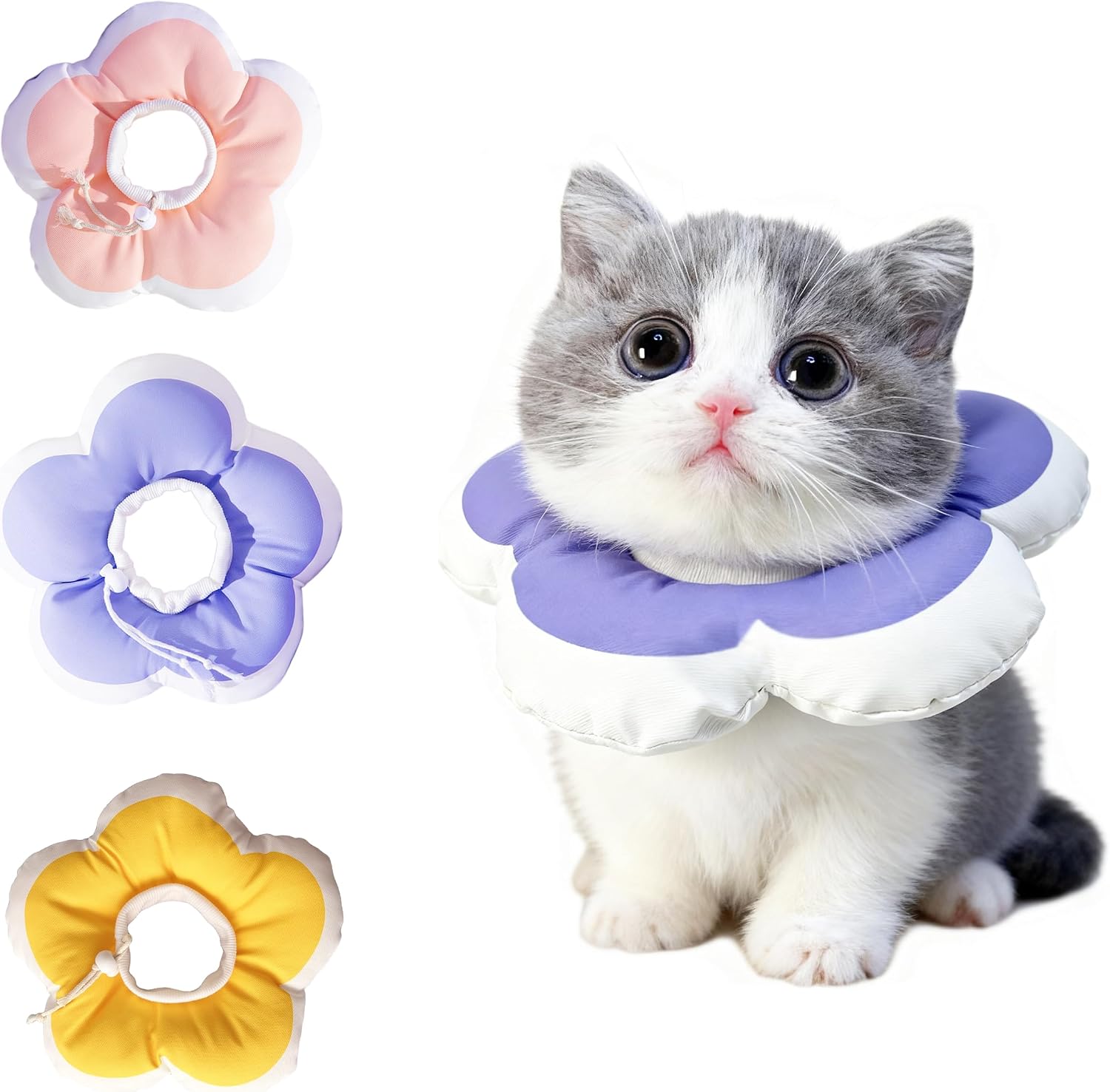 Cat Cone Collar Soft, Adjustable Kitten Cones After Surgery, Waterproof Kitten e Collar Soft to Stop Licking (Yellow Flower, XS) - Image 11