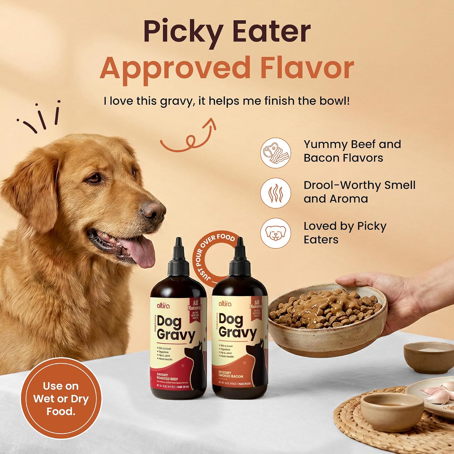 Altira usa imported bone broth dog supplement packaging details