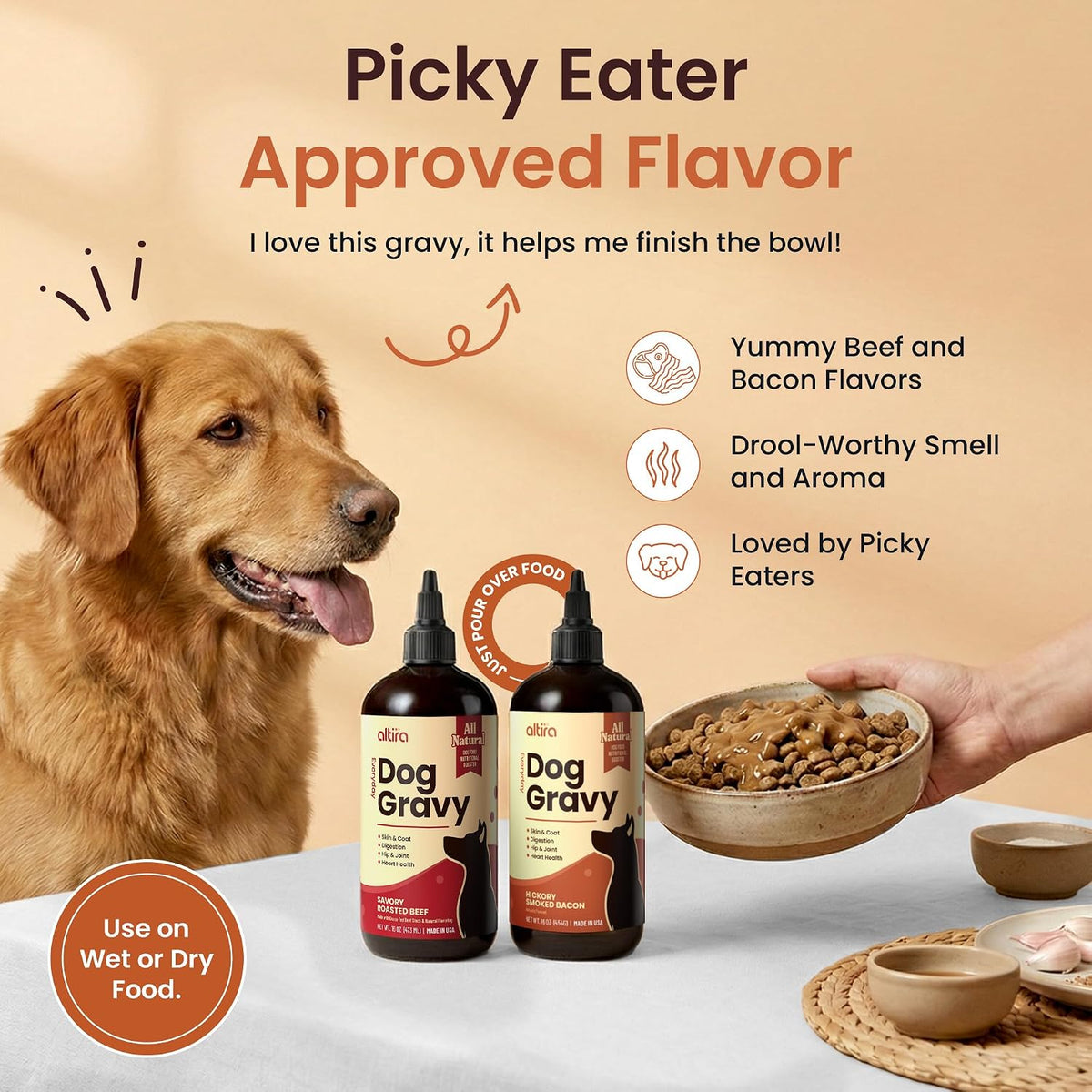 Altira usa imported bone broth dog supplement packaging details