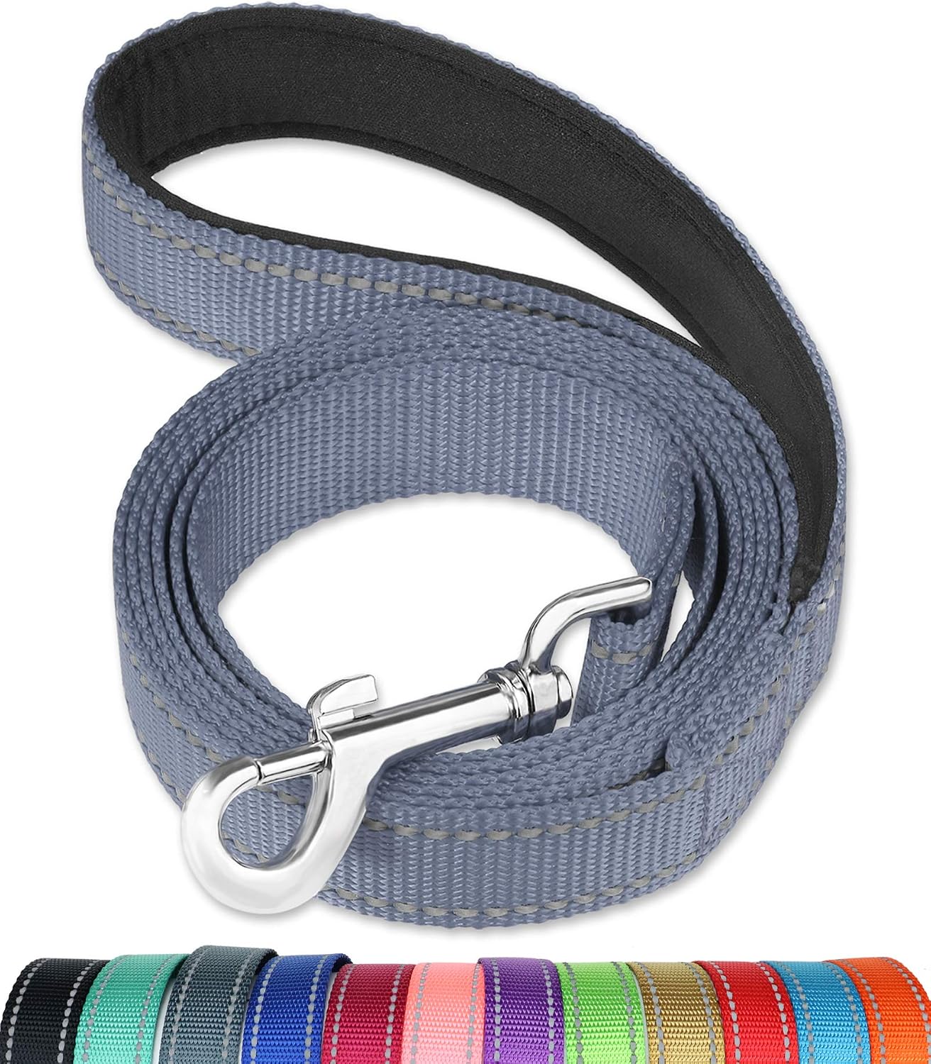 FunTags 6FT Red Reflective Dog Leash for Large & Medium Dogs Walking, Soft Padded Handle Comfortable Grip, Heavy Duty Nylon, Reflective for Night Walking, 1in Wide - Image 15