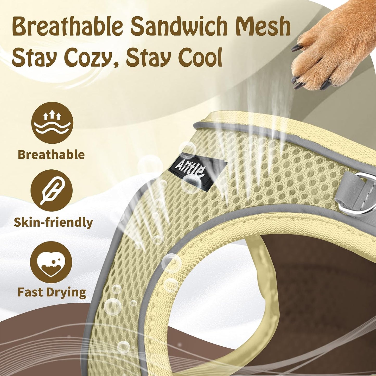 Aiitle reflective dog walking vest showing 360 degree low light visibility features