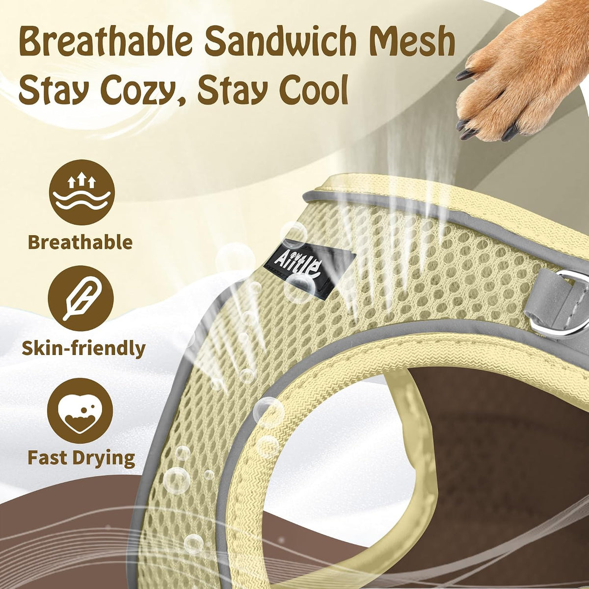 Aiitle reflective dog walking vest showing 360 degree low light visibility features