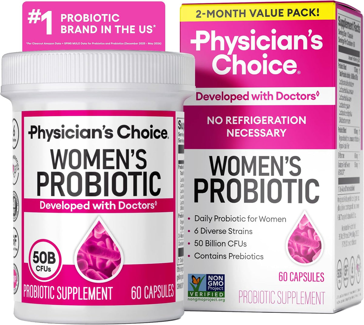 Physician's CHOICE Probiotics for Women - PH Balance, Digestive, UT, & Feminine Health - 50 Billion CFU - 6 Unique Strains for Her - Organic Prebiotics, Cranberry Extract+ - Women Probiotic - 30 CT - Image 9