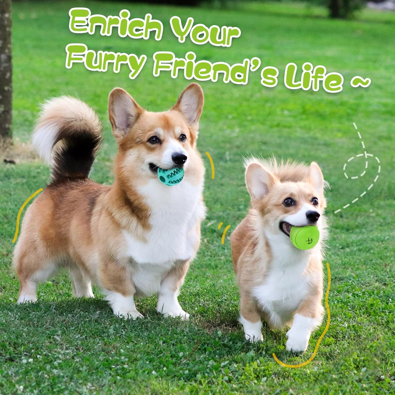 Side by side comparison of green and blue Hippih balls