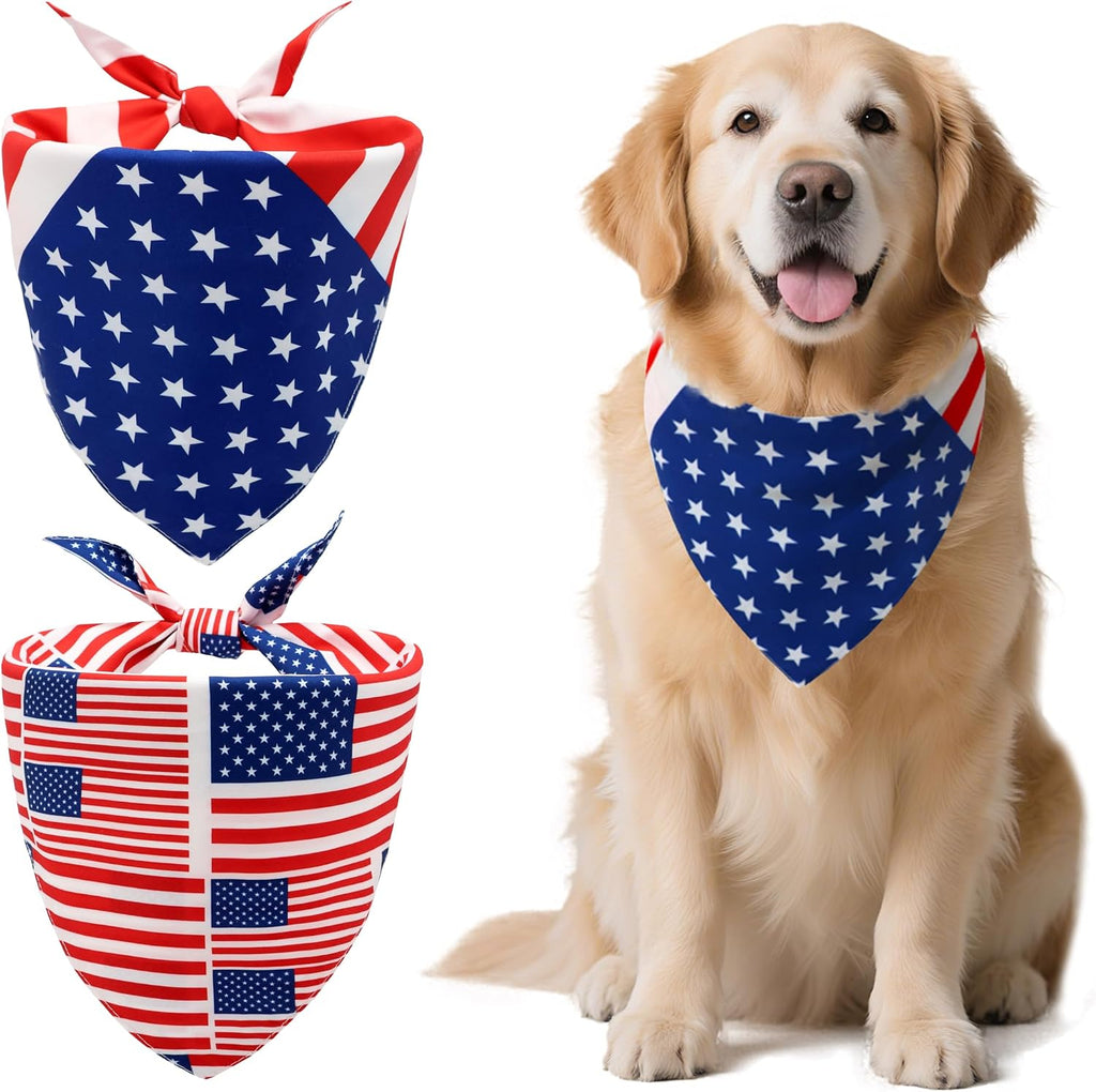 CozyHaus American Flag Dog Bandana front view premium imported pet outfit.