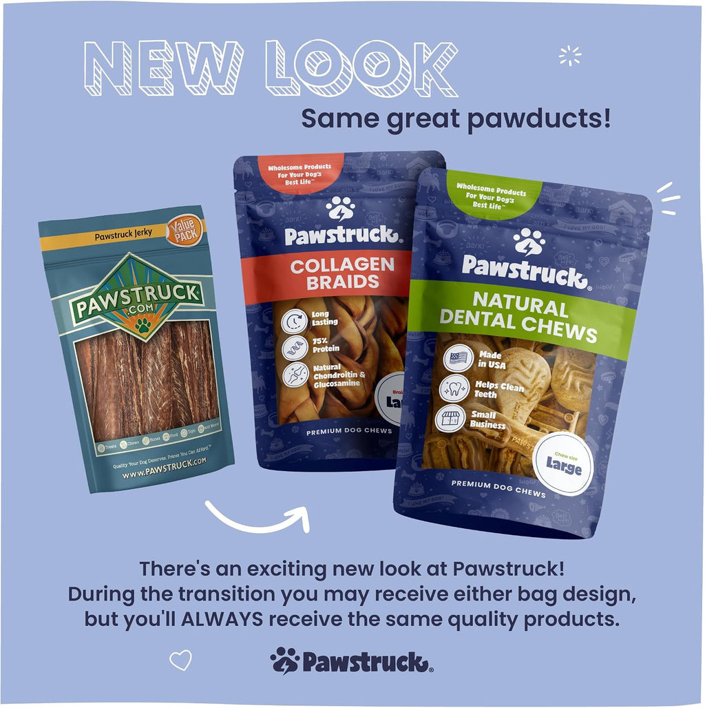 Dog chewing on Pawstruck premium rawhide bully slice