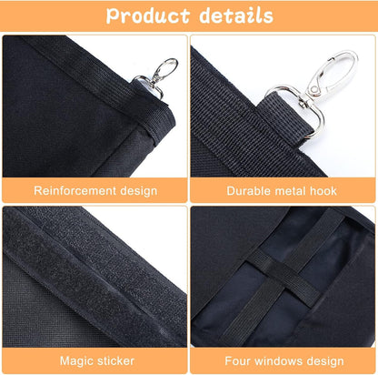 Frienda 2 Pcs Guinea Pig Hay Bag 11 x 9.1 Inch Guinea Pig Hanging Hay Feeding Bag Storage Dispenser for Chinchilla Hamster Bunny Small Animal Pet(Black) - Image 3