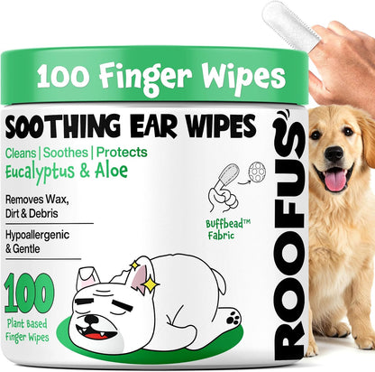 Roofus The Dog Ear Cleaner Wipes 100 Count front packaging view