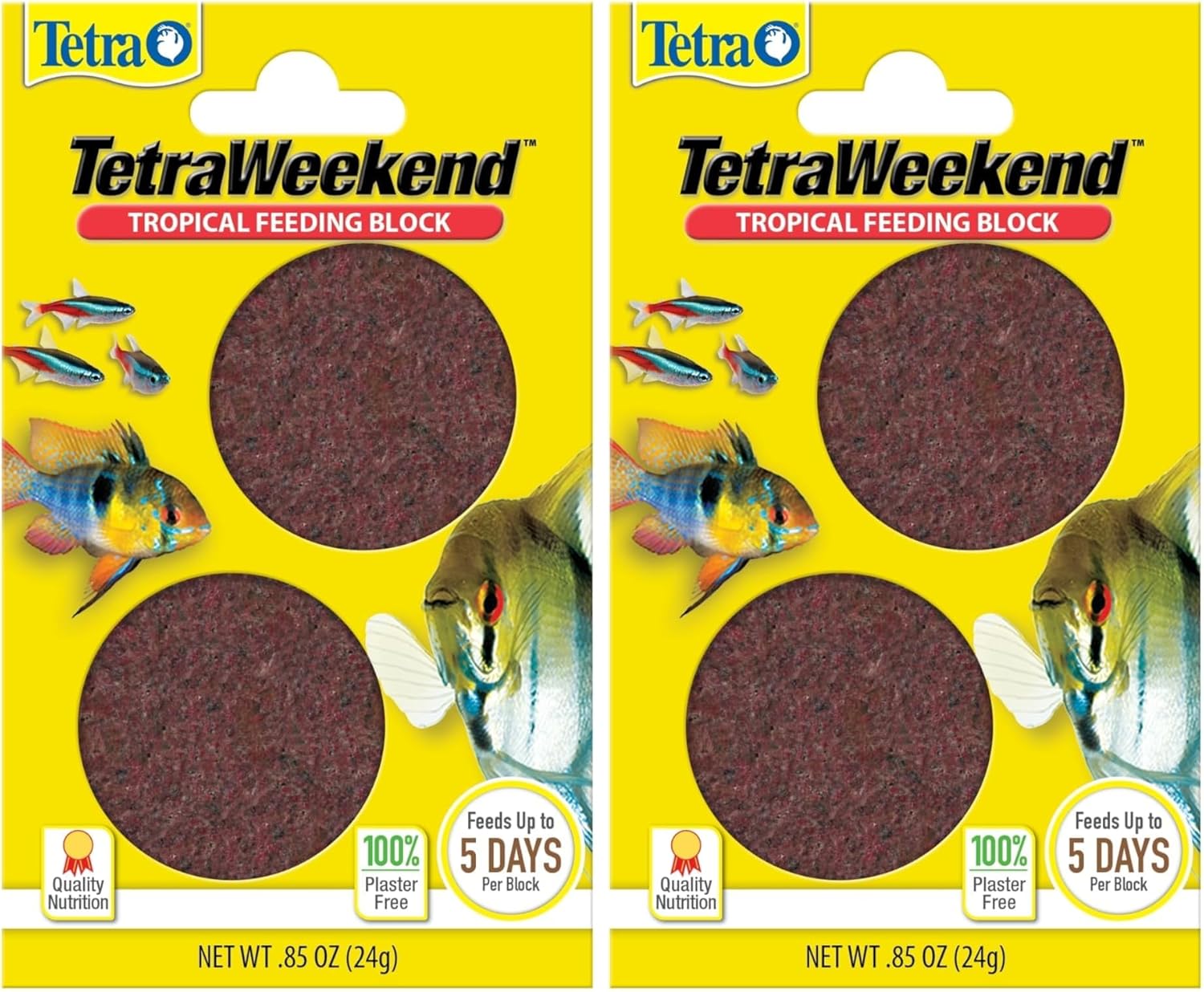 Tetra vacation feeder block used in a tropical fish tank